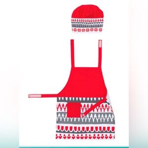 Red and Gray Aprons with Matching Chef’s Hat (Set of 2) C141